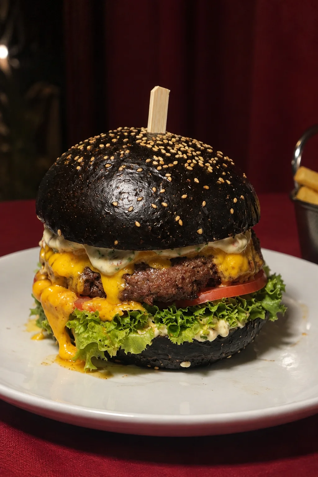 Burger v černé bulce